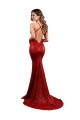 Affordable Mermaid V-Neck Sequin Long Red Formal Evening Dress Canada
