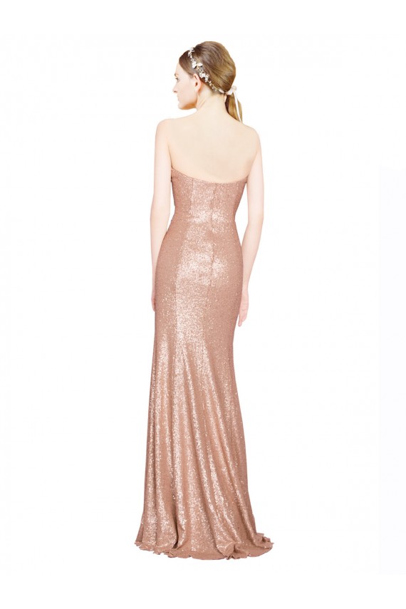 Affordable A-Line Sweetheart Sequin Long Rose Gold Formal Evening Dress Canada