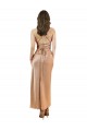 Affordable Sheath Cowl Neck Silky Satin Midi Length Rose Gold Formal Evening Dress Canada