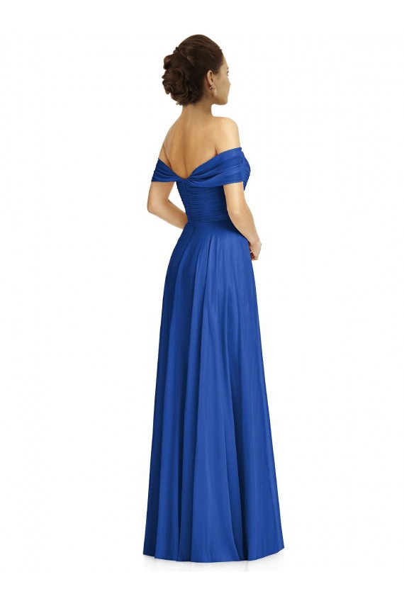 Affordable A-Line Sweetheart Soft Chiffon Long Royal Blue Semi Formal Evening Dress Canada