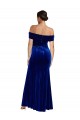 Affordable Mermaid Off the Shoulder Stretch Velvet Long Royal Blue Formal Evening Dress Canada