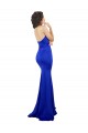 Affordable Mermaid High Neck Stretch Crepe Long Royal Blue Formal Evening Dress Canada