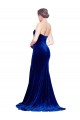 Affordable Mermaid Strapless Stretch Velvet Sweep Train Royal Blue Formal Evening Dress Canada