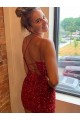 Affordable Sheath V-Neck Velvet Sequins Short Royal Blue Velvet Sequin Evening Dress Canada