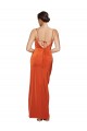 Affordable Sheath Cowl Neck Stretch Satin Sweep Train Rust Formal Evening Dress Canada