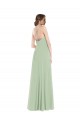 Affordable A-Line Scoop Neck Soft Chiffon Long Sage Semi Formal Evening Dress Canada