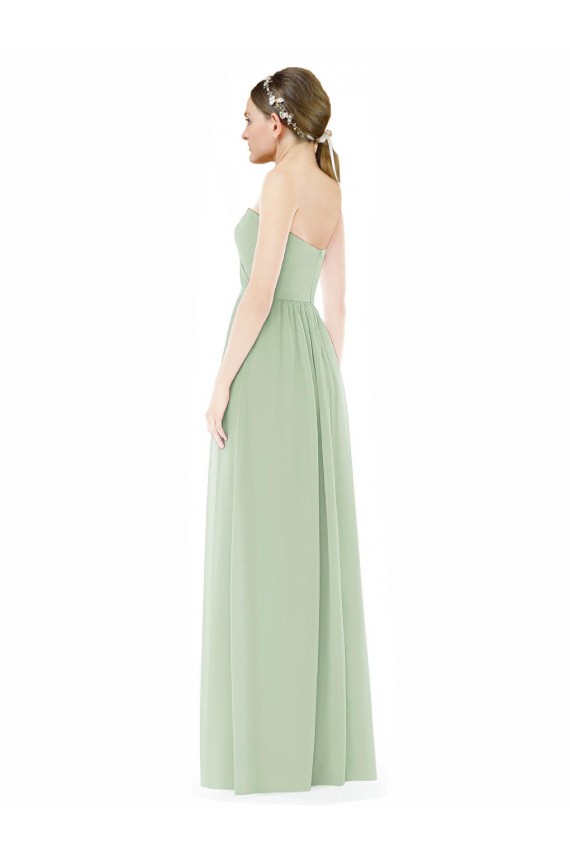 Affordable A-Line Strapless Soft Chiffon Long Sage Semi Formal Evening Dress Canada