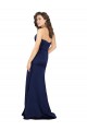 Affordable A-Line Strapless Silky Satin Long Sapphire Formal Evening Dress Canada