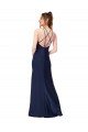 Affordable Sheath High Neck Silky Satin Long Sapphire Formal Evening Dress Canada