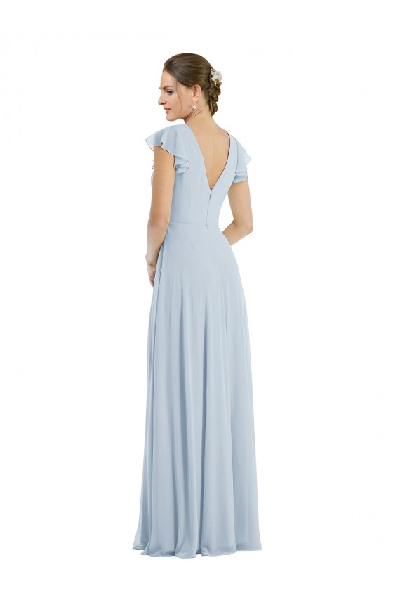 Affordable A-Line Bateau Neck Soft Chiffon Long Sea Glass Formal Evening Dress Canada