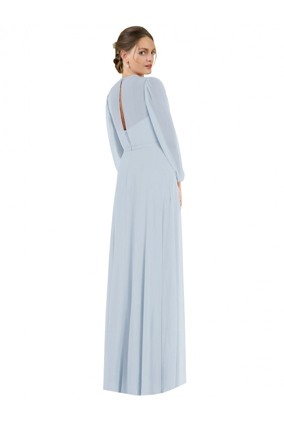 Affordable A-Line Strapless Soft Chiffon Long Sea Glass Formal Evening Dress Canada