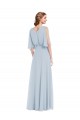 Affordable A-Line V-Neck Soft Chiffon Long Sea Glass Evening Dress Canada