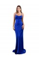 Affordable Sheath Cowl Neck Silky Satin Long Royal Blue Formal Evening Dress Canada