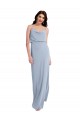 Affordable Sheath Cowl Neck Stretch Crepe Long Smoke Blue Formal Evening Dress Canada