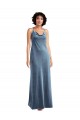 Affordable Sheath Cowl Neck Stretch Velvet Long Dusty Blue Evening Gown Canada