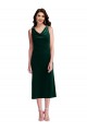 Affordable Sheath Cowl Neck Stretch Velvet Midi Length Dark Green Evening Dress Canada