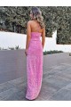 Affordable Sheath Halter Neck Velvet Sequins Long Velvet Sequin Evening Dress Canada