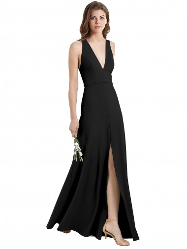 Affordable Sheath High Neck Stretch Crepe Long Black Formal Evening Dress Canada