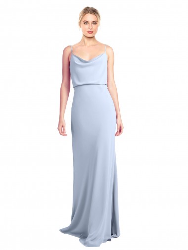 Affordable Sheath High Neck Stretch Crepe Long Light Sky Blue Formal Dress Canada