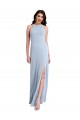 Affordable Sheath High Neck Stretch Crepe Long Light Sky Blue Formal Evening Dress Canada