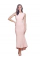 Affordable Sheath High Neck Stretch Crepe Midi Length Pink High Low Evening Dress Canada
