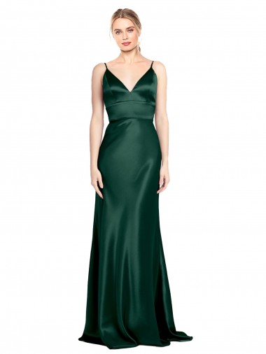 Affordable Sheath High Neck Stretch Satin Long Hunter Formal Evening Dress Canada