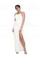 Affordable Sheath High Neck Stretch Satin Long Ivory Formal Evening Dress Canada