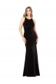 Affordable Sheath Jewel Neck Stretch Velvet Long Black Formal Evening Dress Canada