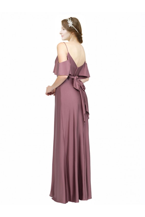 Affordable Sheath Off the Shoulder Silky Satin Long Formal Evening Dress Canada