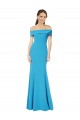 Affordable Sheath Off the Shoulder Stretch Crepe Long Peacock Blue Formal Evening Dress Canada