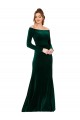 Affordable Sheath Off the Shoulder Stretch Velvet Long Dark Green Formal Evening Dress Canada