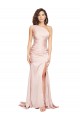 Affordable Sheath One Shoulder Silky Satin Long Pink Black Tie Evening Dress Canada