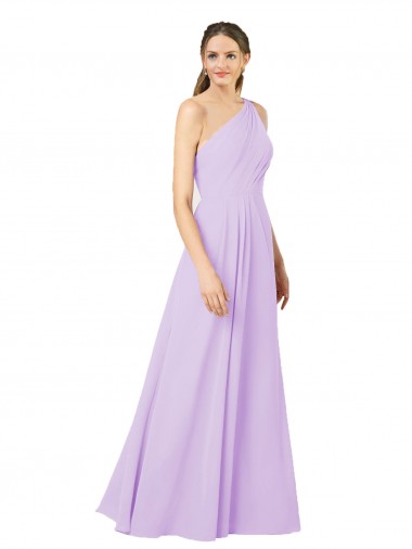 Affordable Sheath One Shoulder Soft Chiffon Long Lilac Formal Evening Dress Canada