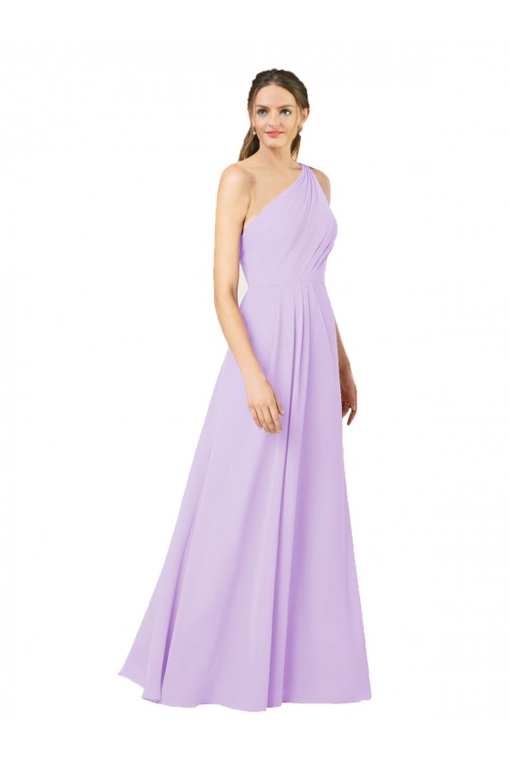 Affordable Sheath One Shoulder Soft Chiffon Long Lilac Formal Evening Dress Canada