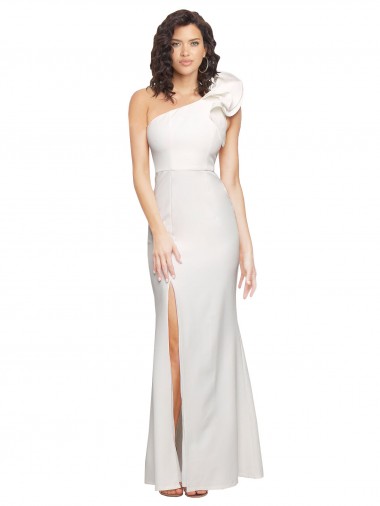 Affordable Sheath One Shoulder Stretch Crepe Long Ivory Formal Evening Dress Canada