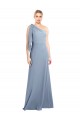 Affordable Sheath One Shoulder Stretch Crepe Long Smoke Blue Formal Dress Canada
