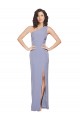 Affordable Sheath One Shoulder Stretch Crepe Long Smoke Blue Formal Evening Dress Canada