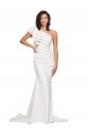 Affordable Sheath One Shoulder Stretch Crepe Sweep Train Ivory Semi Formal Evening Dress Canada