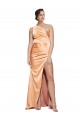 Affordable Sheath One Shoulder Stretch Satin Long Light Copper Formal Evening Dress Canada