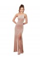 Affordable Sheath One Shoulder Stretch Velvet Long Pink Black Tie Evening Dress Canada