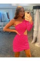 Affordable Sheath One Shoulder Velvet Sequins Short Velvet Sequin Evening Gowns Canada