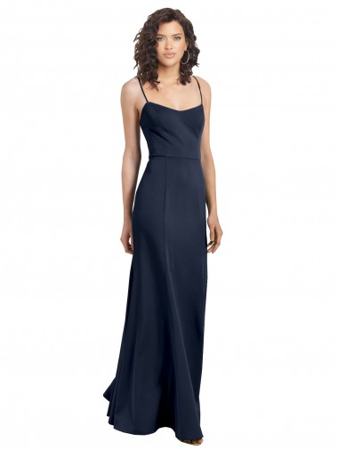 Affordable Sheath Scoop Neck Stretch Crepe Long Dark Navy Formal Dress Canada