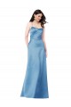 Affordable Sheath Square Neck Satin Long Sky Blue Formal Evening Dress Canada