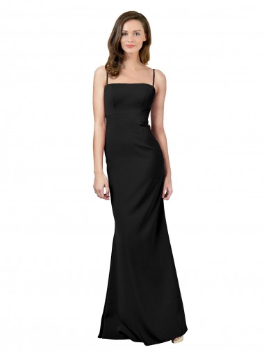 Affordable Sheath Square Neck Stretch Crepe Long Black Formal Evening Dress Canada