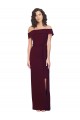 Affordable Sheath Square Neck Stretch Crepe Long Burgundy Gold Formal Evening Dress Canada