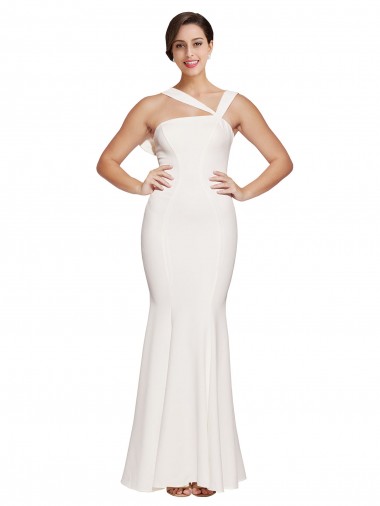 Affordable Sheath Square Neck Stretch Crepe Long Ivory Formal Evening Dress Canada