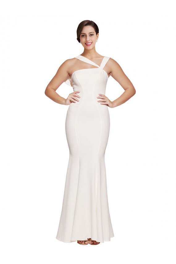 Affordable Sheath Square Neck Stretch Crepe Long Ivory Formal Evening Dress Canada