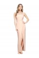 Affordable Sheath Square Neck Stretch Crepe Long Nude Formal Evening Dress Canada