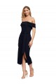 Affordable Sheath Square Neck Stretch Crepe Midi Length Black Formal Evening Dress Canada