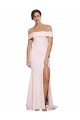 Affordable Sheath Square Neck Stretch Crepe Sweep Train Pink Formal Evening Dress Canada